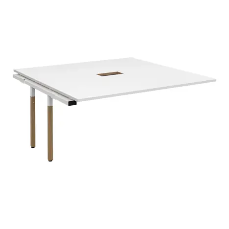 Connex Plus Boardroom Tables - Addon Desk - 1600 x 1600 - with Cut Out - White